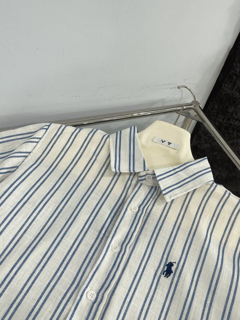 Polo Ralph Lauren blue and white cotton and linen check shirt - Picture 6 of 6